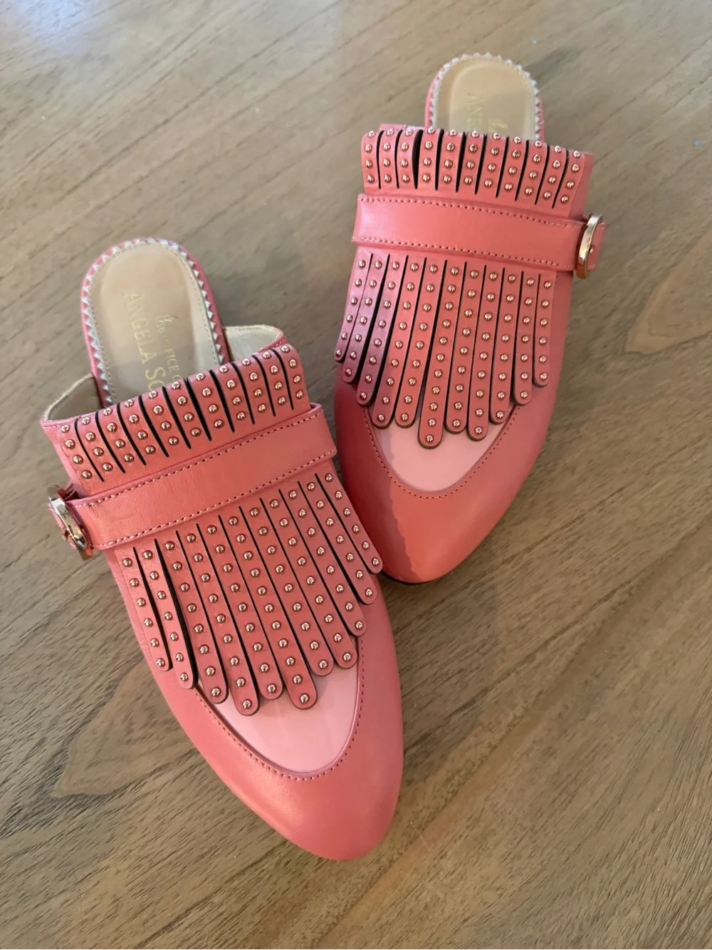 The Office of Angela Scott Ms. Felicity Kiltie Mule in Pink Lemonade